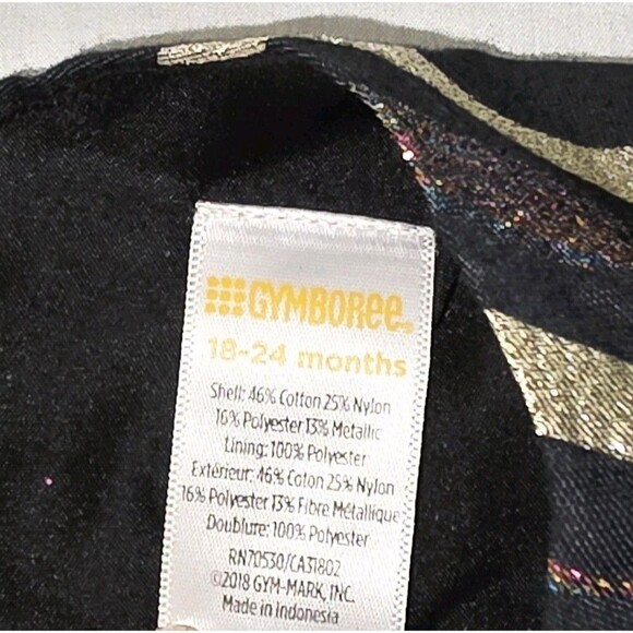 Gymboree 18-24 Months Dress Holiday Portrait Striped Dressy Black Gold‎ - Picture 3 of 5